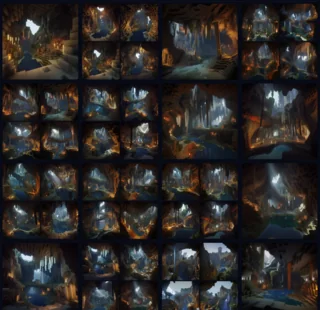 early 2023 AI-generated cave environment concepts